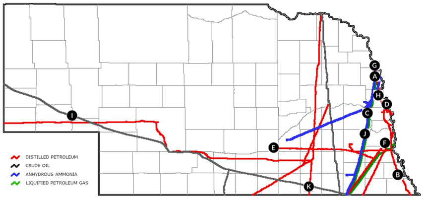 Interstate Liquid Pipeline Releases Map